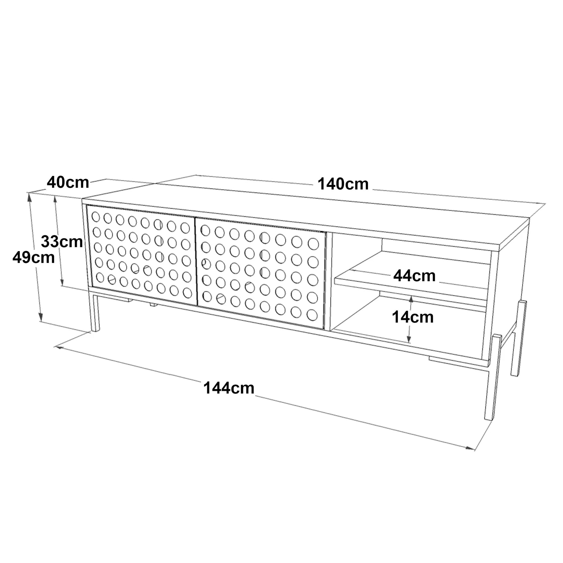 In And OutdoorMatch TV Kast Ocean - TV meubel - TV meubel - 144x40x49cm - eiken grijs en antraciet - 2 opbergvakken - decoratieve kast TV-meubel