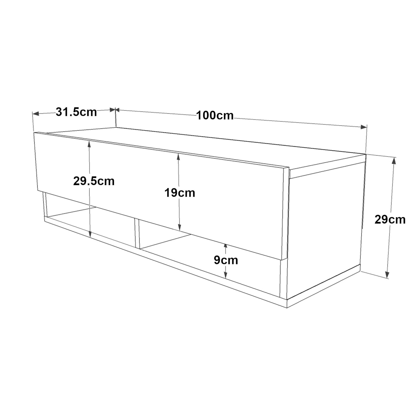 In And OutdoorMatch TV Kast Rosina - TV Meubel - TV meubel - 2 Opbergvakken - 100x31,5x29,5cm - Houtkleurig en Wit - Sierkast TV-meubel