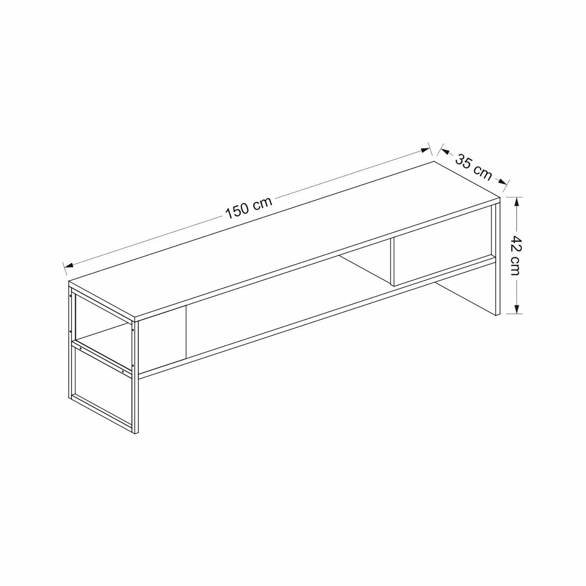 In And OutdoorMatch TV Kast Veda - 150x35x42 cm - Wit en Zwart - Spaanplaat en Metaal - Modern Design TV-meubel