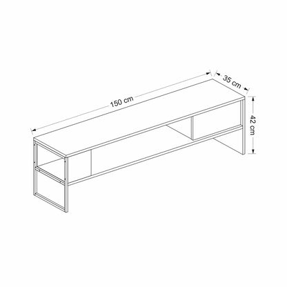 In And OutdoorMatch TV Kast Veda - 150x35x42 cm - Wit en Zwart - Spaanplaat en Metaal - Modern Design TV-meubel