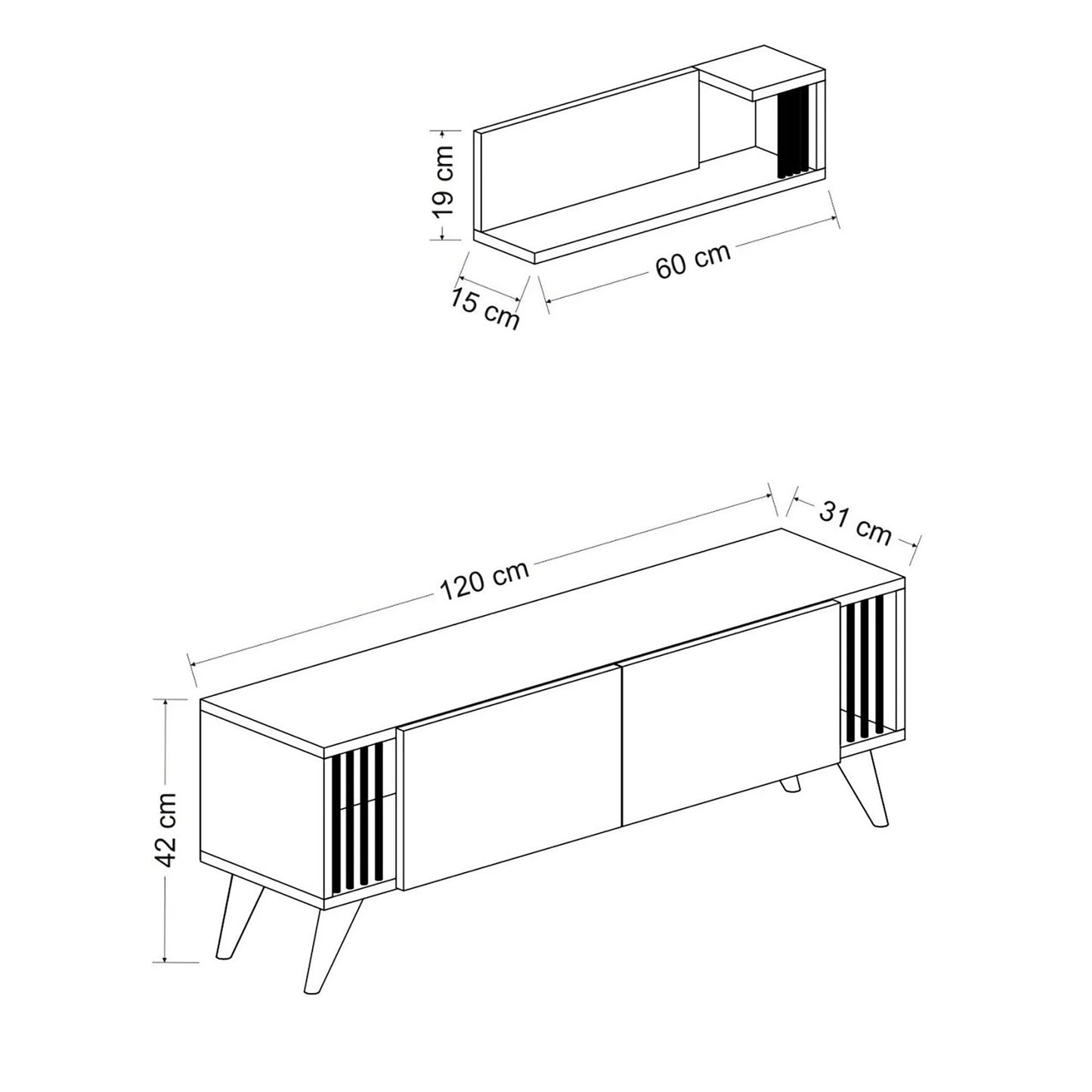 In And OutdoorMatch TV-meubel Nixon - 120x31x42 cm - Houtkleur - MDF TV cabinet