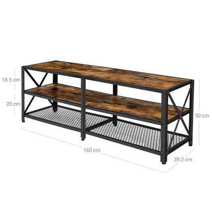 In And OutdoorMatch TV-meubel industrieel Wheelsy - Meubelkast - Hout - Bruin/zwart - 160x39x52cm TV-meubel