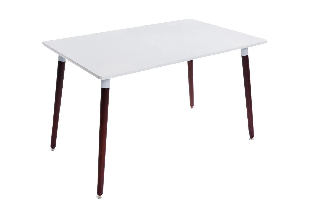 In And OutdoorMatch Tafel Warwick - Wit en Houtkleurig - 120x80x75cm - Stijlvol Design Eettafel/ Eetkamertafel