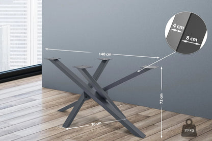 In And OutdoorMatch Tafelpoten Jakki - Vierpoots Tafelonderstel - Stalen Tafelpoten - Zwarte Tafelpoten - Industriële Stijl - 140x70x72cm table legs