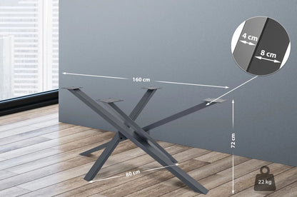 In And OutdoorMatch Tafelpoten Kerr - Vierpoots Tafelonderstel - Stalen Tafelpoten - Zwarte Tafelpoten - Industriële Stijl - 160x80x72cm table legs