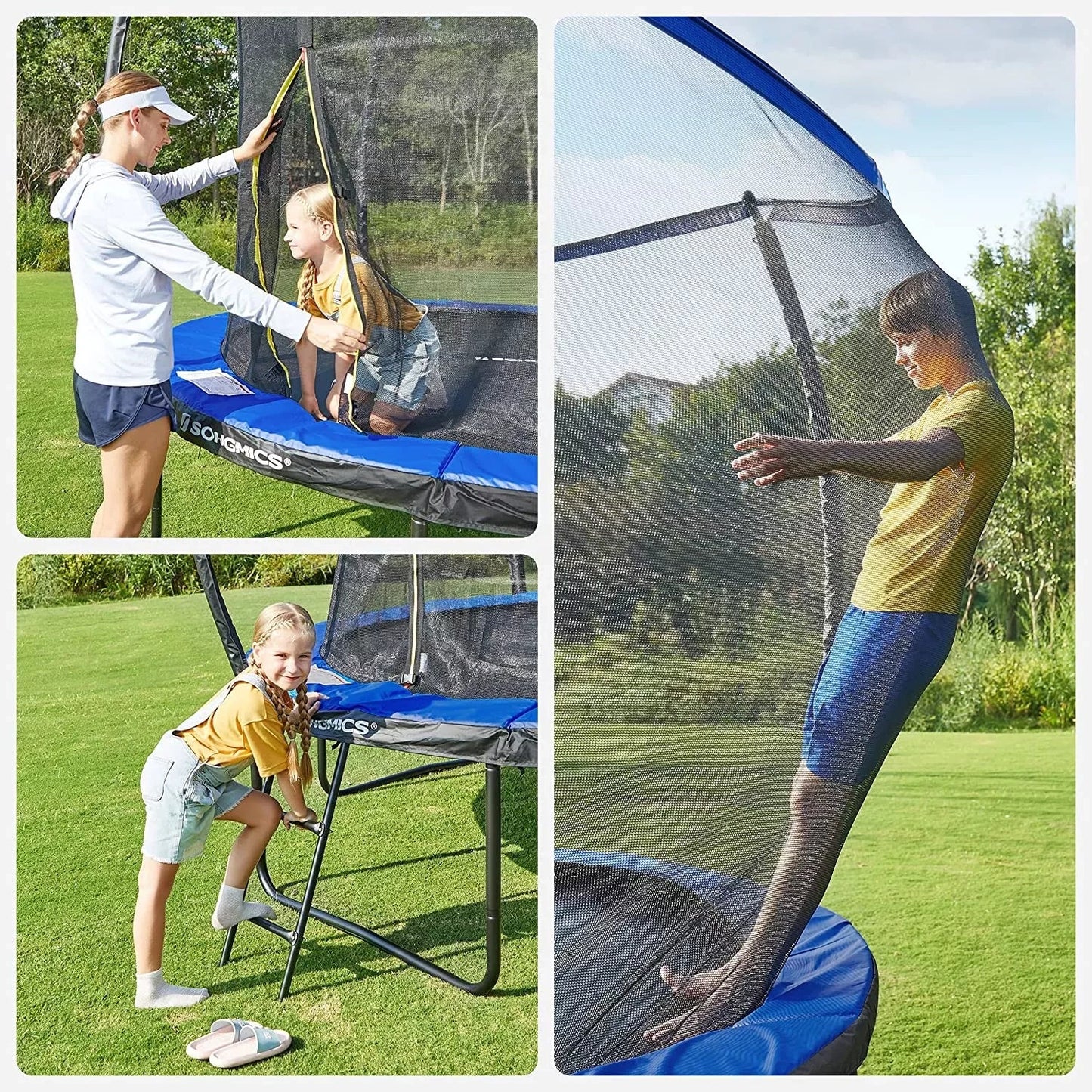 In And OutdoorMatch Trampoline Linnea - Met veiligheidsnet & ladder - 366 cm blauw - Rond - Tot 150 kg belasting selecteren Trampoline