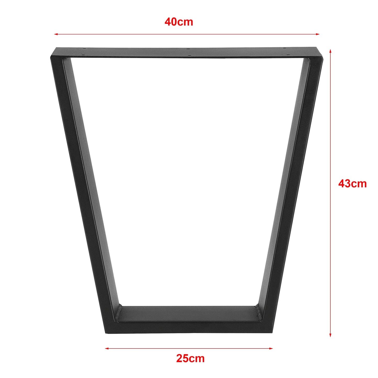 In And OutdoorMatch Trapezium Poot Manuela - Tafelpoot - 25-40x43 cm - Set van 2 - Zwart Mat - Staal table legs