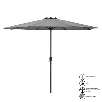 In And OutdoorMatch Tuinparasol Hailie - Stokparasol - 300x230 cm - Grijs - Deluxe Look Sunshade