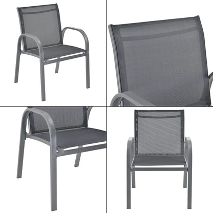 In And OutdoorMatch Tuinset Asha - 4-delig - Loungeset - Donkergrijs en Zwart - Staal en Stof - Elegant Design Garden set