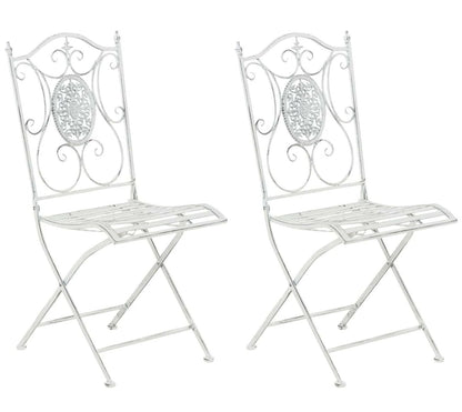 In And OutdoorMatch Tuinstoel Catharine - Grijs - Set van 2 - Metaal - Klapstoel - Buitenstoel - Stoel - Hoge kwaliteit - Stijlvolle tuinstoel - Handgemaakt antiek patina Garden Chair