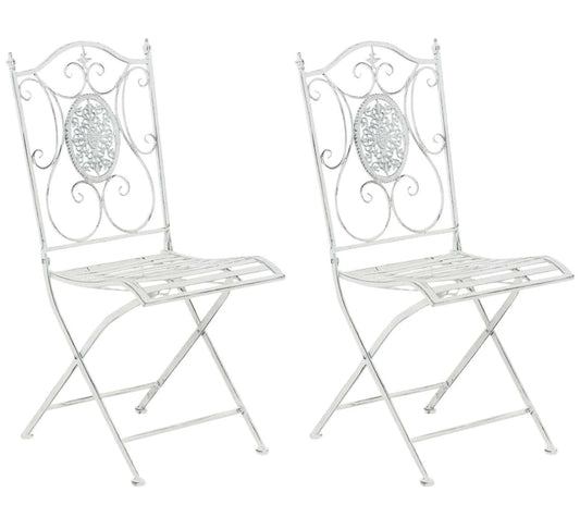 In And OutdoorMatch Tuinstoel Catharine - Grijs - Set van 2 - Metaal - Klapstoel - Buitenstoel - Stoel - Hoge kwaliteit - Stijlvolle tuinstoel - Handgemaakt antiek patina Garden Chair