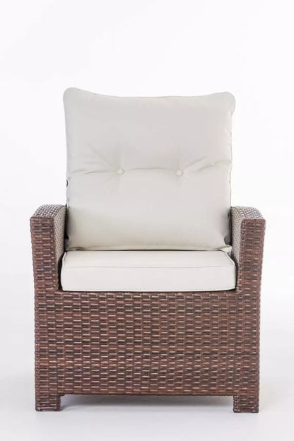 In And OutdoorMatch Tuinstoel Dock - Weerbestendig - Loungestoel look - Wicker - Bruin - Tuinstoelen set van 1 Garden Chair