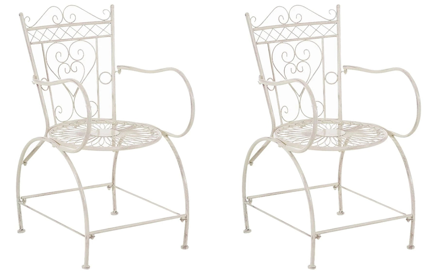 In And OutdoorMatch Tuinstoel Hedy - Antiek Beige - Set van 2 - Ijzer - Buitenstoel - Stoel - Hoge kwaliteit - Luxe stijlvolle tuinstoel - Handgemaakt antiek patina Garden Chair