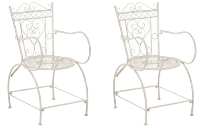 In And OutdoorMatch Tuinstoel Hedy - Antiek Beige - Set van 2 - Ijzer - Buitenstoel - Stoel - Hoge kwaliteit - Luxe stijlvolle tuinstoel - Handgemaakt antiek patina Garden Chair