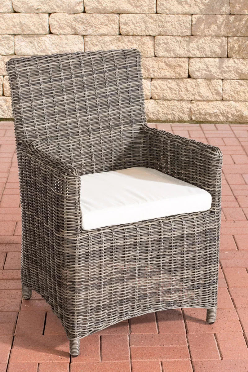 In And OutdoorMatch Tuinstoel Ignacio - Weerbestendig - Loungestoel look - Wicker - Grijs/wit - Tuinstoelen set van 1 Garden Chair