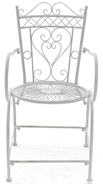 In And OutdoorMatch Tuinstoel Juana - Antiek Wit - Set van 2 - Ijzer - Buitenstoel - Stoel - Hoge kwaliteit - Luxe stijlvolle tuinstoel - Handgemaakt antiek patina Garden Chair