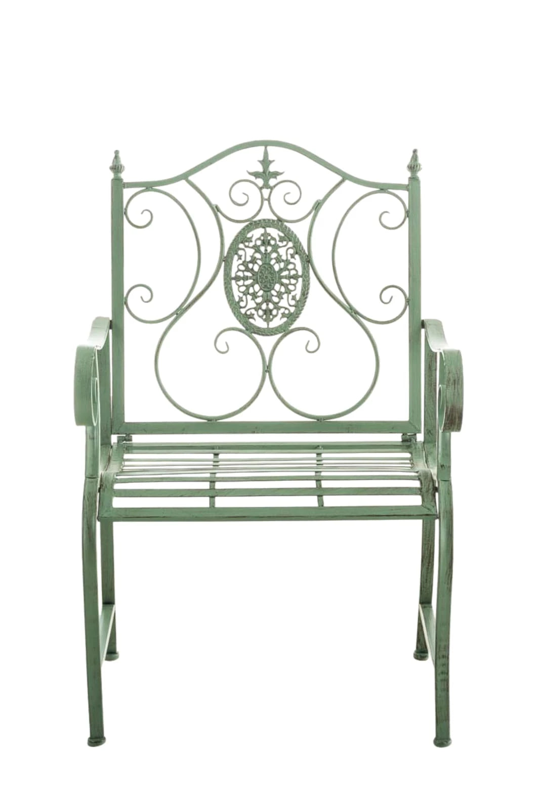 In And OutdoorMatch Tuinstoel Kenny - Groen - Set van 2 - Ijzer - Buitenstoel - Stoel - Hoge kwaliteit - Stijlvolle tuinstoel - Handgemaakt antiek patina Garden Chair