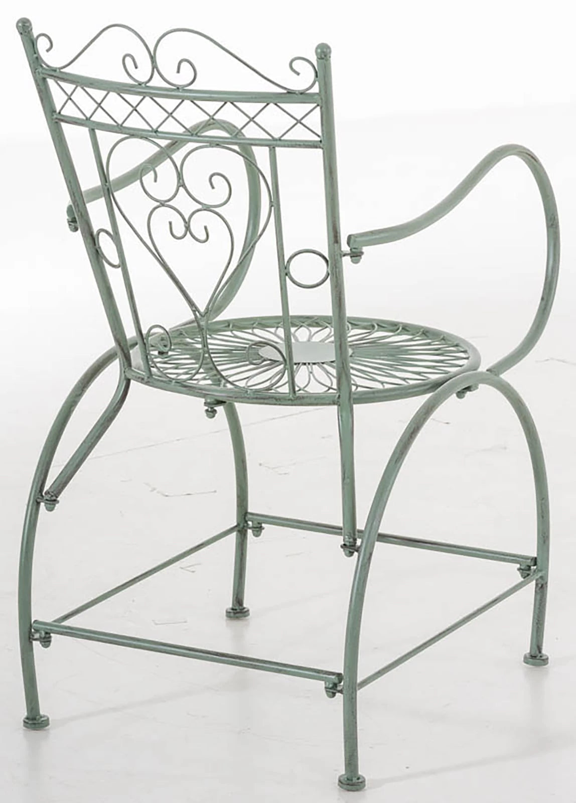 In And OutdoorMatch Tuinstoel Lola - Antiek Groen - Set van 2 - Ijzer - Buitenstoel - Stoel - Hoge kwaliteit - Luxe stijlvolle tuinstoel - Handgemaakt antiek patina Garden Chair