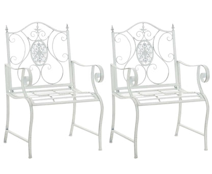 In And OutdoorMatch Tuinstoel Segundo - Wit - Set van 2 - Ijzer - Buitenstoel - Stoel - Hoge kwaliteit - Luxe stijlvolle tuinstoel - Handgemaakt antiek patina Garden Chair