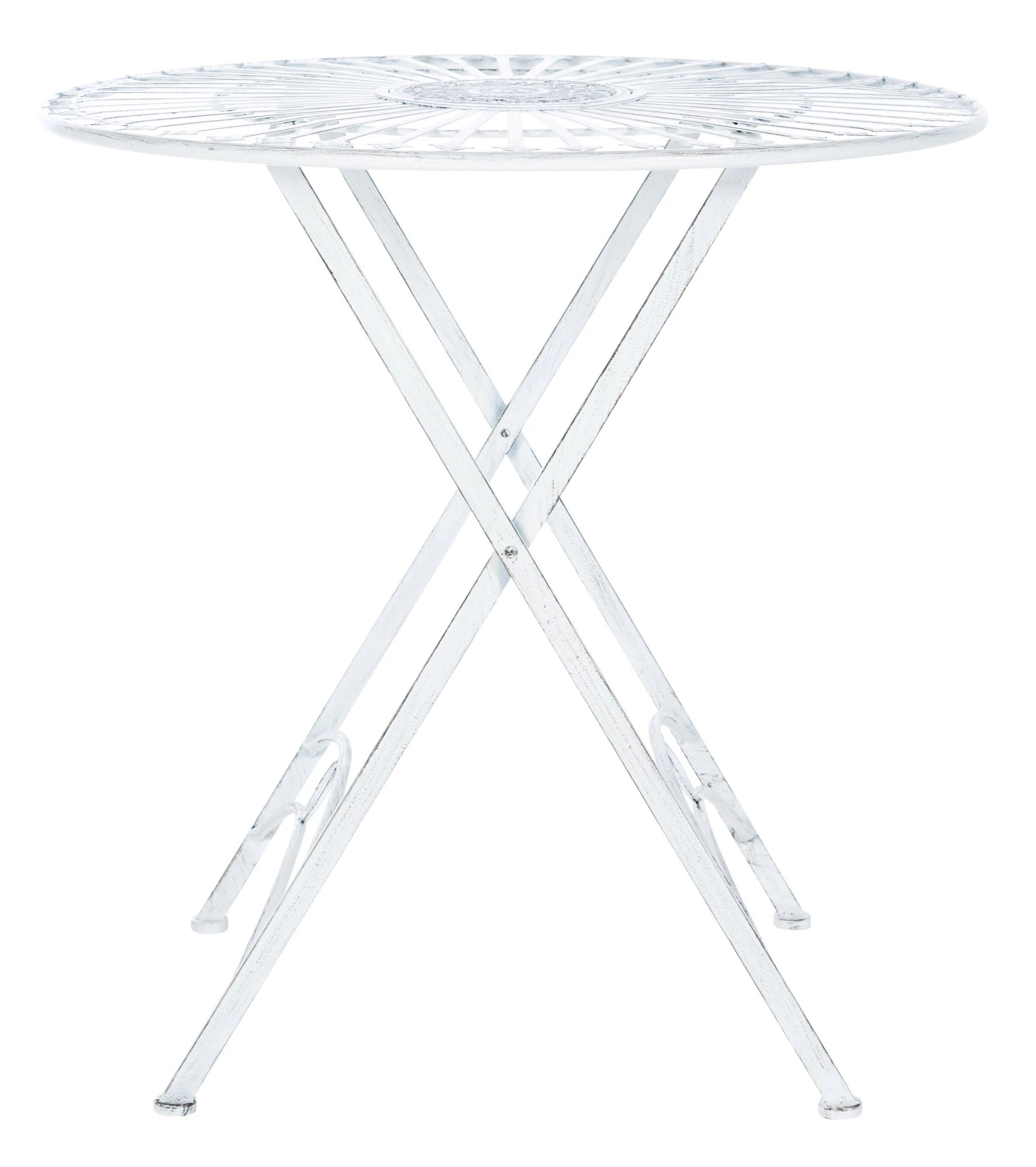 In And OutdoorMatch Tuintafel Patricia - 71x71x71cm - Metalen Tafel - Antieke Stijl - Wit table legs