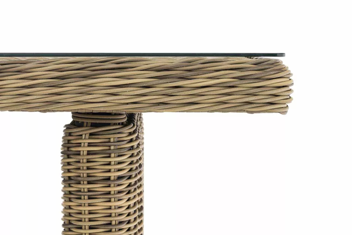 In And OutdoorMatch Tuintafel Presley - Glastafel rotan wicker - Tuinmeubelen - Eettafel - Buitentafel - Salontafel - 180cm Garden Table