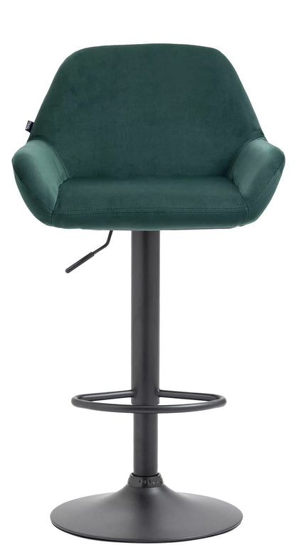 In And OutdoorMatch Velvet barkruk Boda - Groen - Hoogte verstelbaar - Set van 1 - 63-83cm zithoogte - Met rugleuning - Voor keuken en bar - Ergonomische barstoelen Barkrukken / hocker