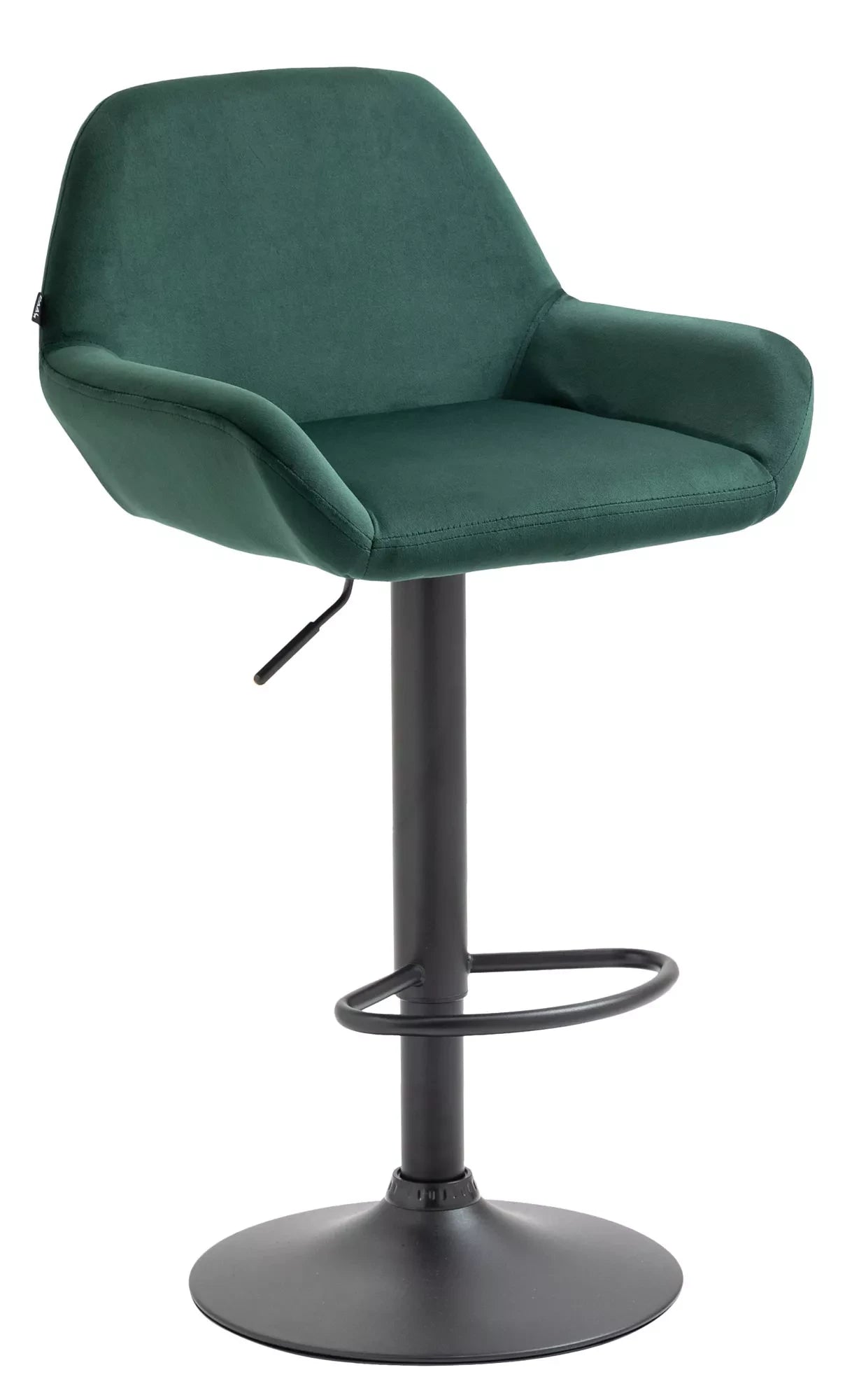 In And OutdoorMatch Velvet barkruk Boda - Groen - Hoogte verstelbaar - Set van 1 - 63-83cm zithoogte - Met rugleuning - Voor keuken en bar - Ergonomische barstoelen Barkrukken / hocker