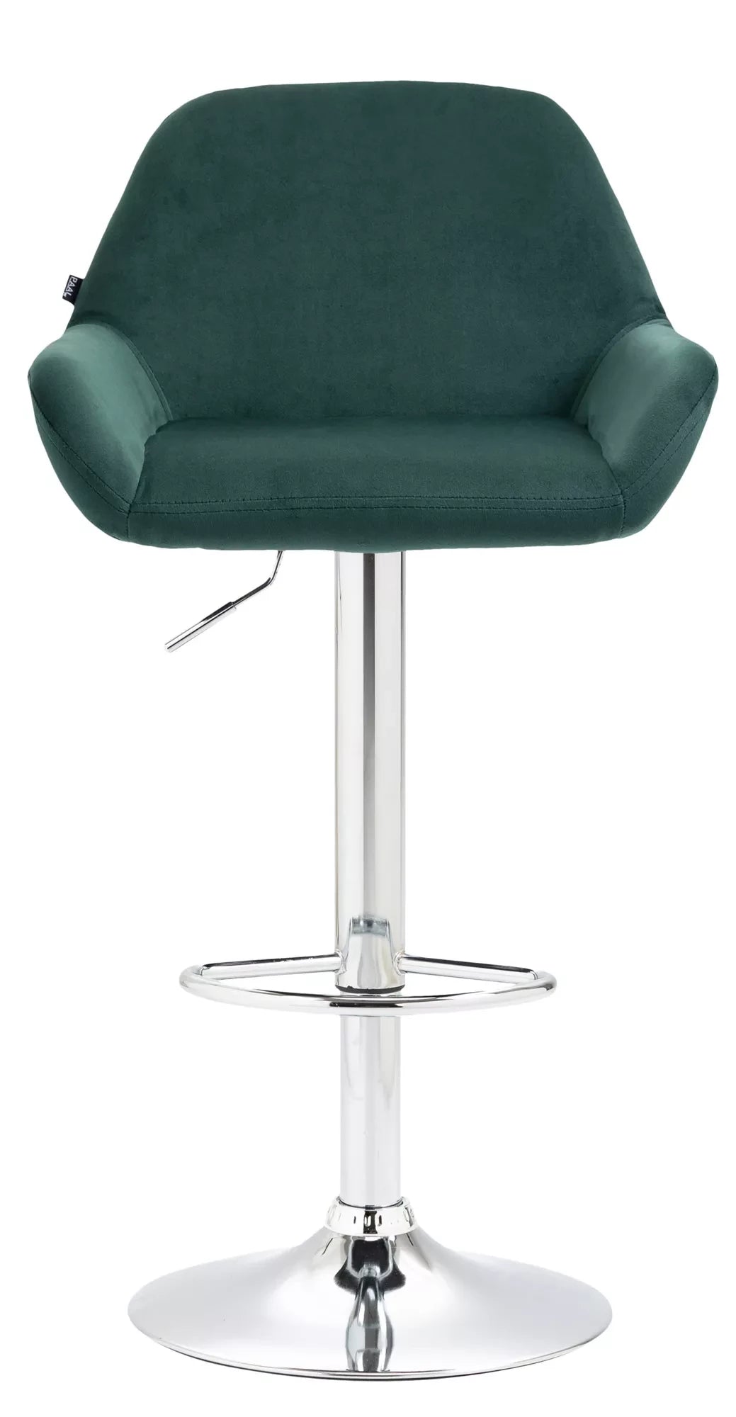 In And OutdoorMatch Velvet barkruk Leann groen - Set van 1 - 63-83cm zithoogte - Met rugleuning - In hoogte verstelbaar - Voor keuken en bar - Ergonomische barstoelen - Chroom Barkrukken / hocker