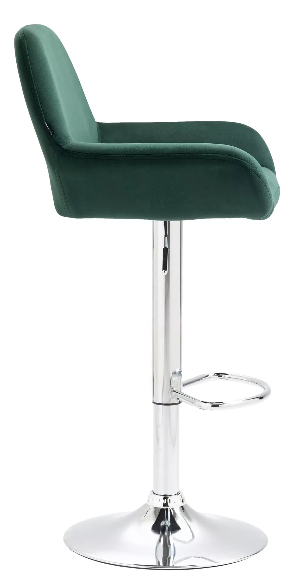 In And OutdoorMatch Velvet barkruk Leann groen - Set van 1 - 63-83cm zithoogte - Met rugleuning - In hoogte verstelbaar - Voor keuken en bar - Ergonomische barstoelen - Chroom Barkrukken / hocker