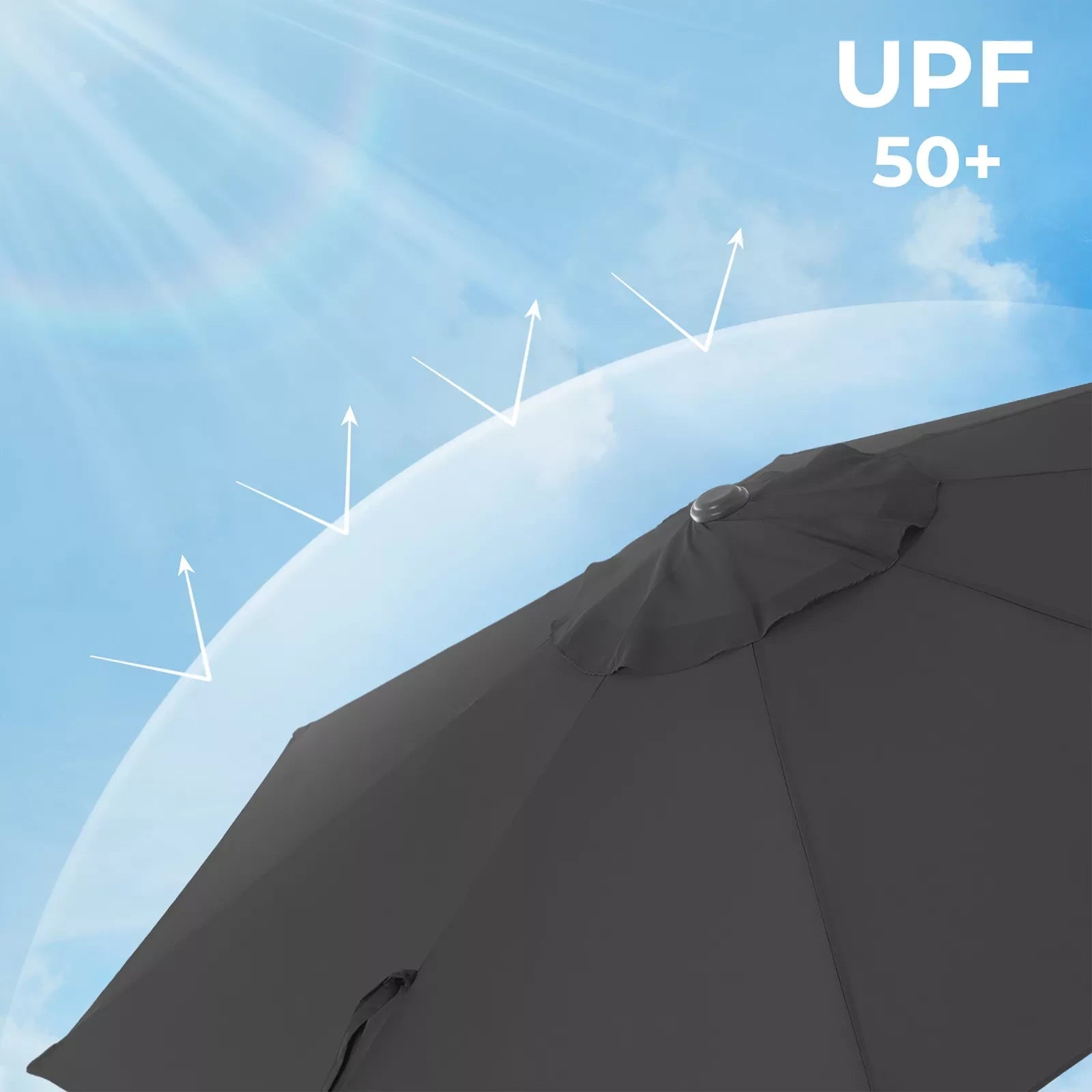 In And OutdoorMatch Verkeerslichtparaplu Mittie - Parasol - 360 draaibaar - terrasparaplu - 300 cm - UV-bescherming tot UPF 50+ - Verstelbare hellingshoek - Tuinparaplu - Met zwengel en standaard - Grijs Sunshade