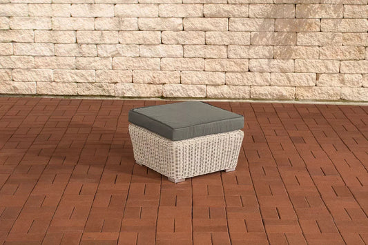 In And OutdoorMatch Voetenbank loungeset Lonzo - Voor buiten - Kruk - Poef - Tuin - Grijs/creme - 59x59x30cm Hocker / Poef