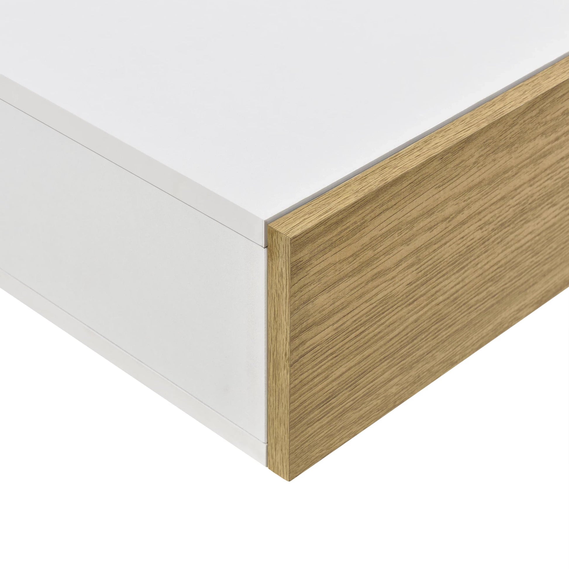 In And OutdoorMatch Wandplank Blaise - Met Lade - 50x24x12cm - Wit en Houtlook - Spaanplaat - Moderne Look Wandplank