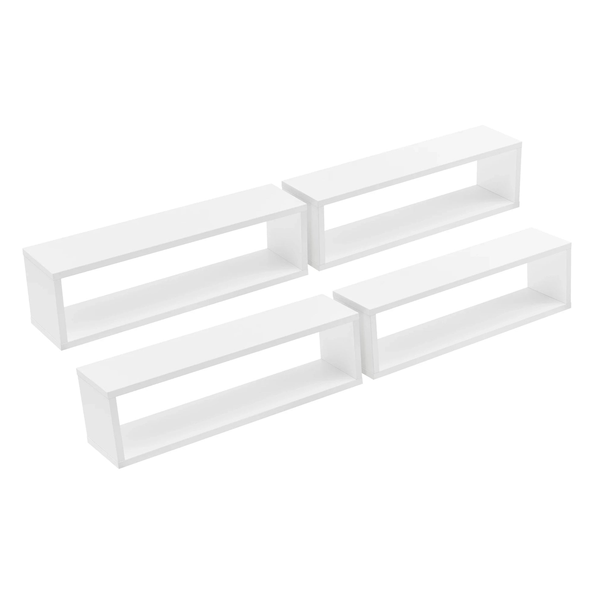 In And OutdoorMatch Wandplank Claudie - Set van 4 - 59x14,5x17 cm - Wit - Spaanplaat - Stijlvol design Wandplank