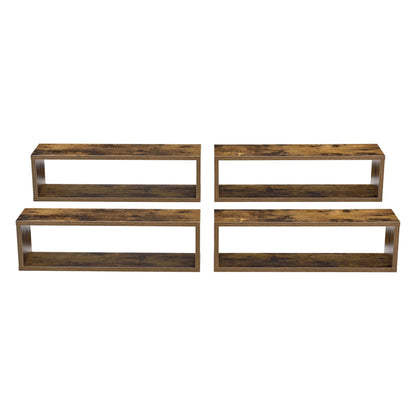 In And OutdoorMatch Wandplank Joannie - Set van 4 - 59x14,5x17 cm - Houtkleur - Spaanplaat - Stijlvol design Wandplank