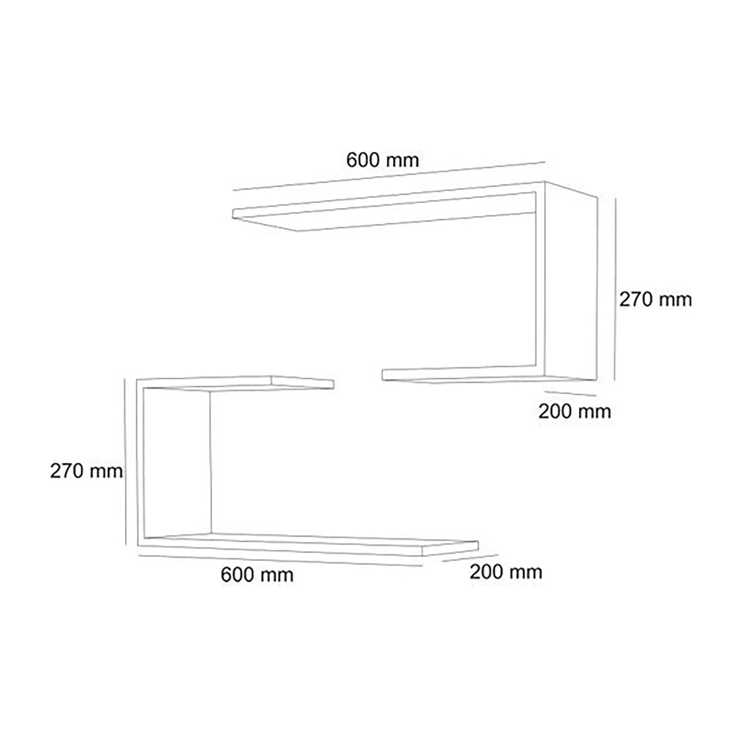 In And OutdoorMatch Wandplank Jones - 27x60x20 cm - Wit - MDF Wandplank