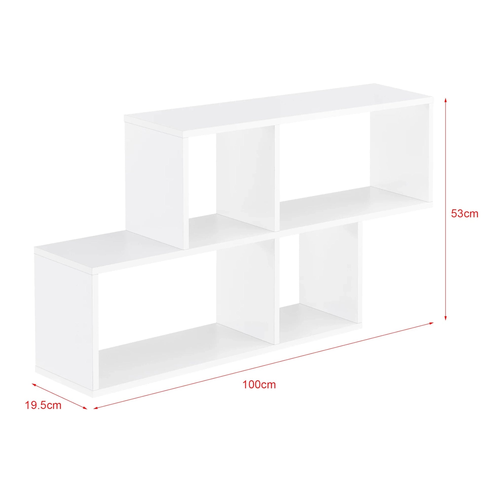 In And OutdoorMatch Wandplank Kariane - Met 4 Vakken - 100x19,5x53 cm - Wit - Modern Design Wandplank