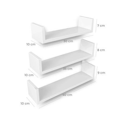 In And OutdoorMatch Wandplank zwevend Stanford - Wandrek - Wandplank - Boekenplank - Fotoplank - Wit - 60x15x14cm Wandplank