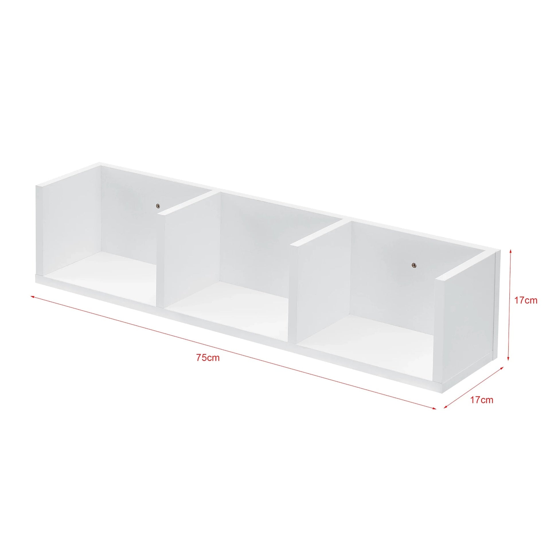 In And OutdoorMatch Wandrek Jacky - Wandplank - Met 3 Vakken - 75x17x17 cm - Wit - Spaanplaat - Modern Design Wandplank