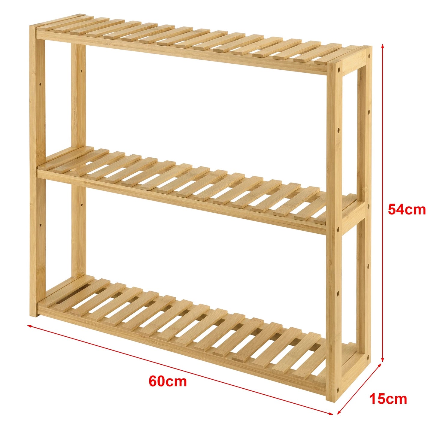 In And OutdoorMatch Wandrek Justina - Met 3 Planken - 60x15x54 cm - Bamboe - Klassiek Design Wandplank