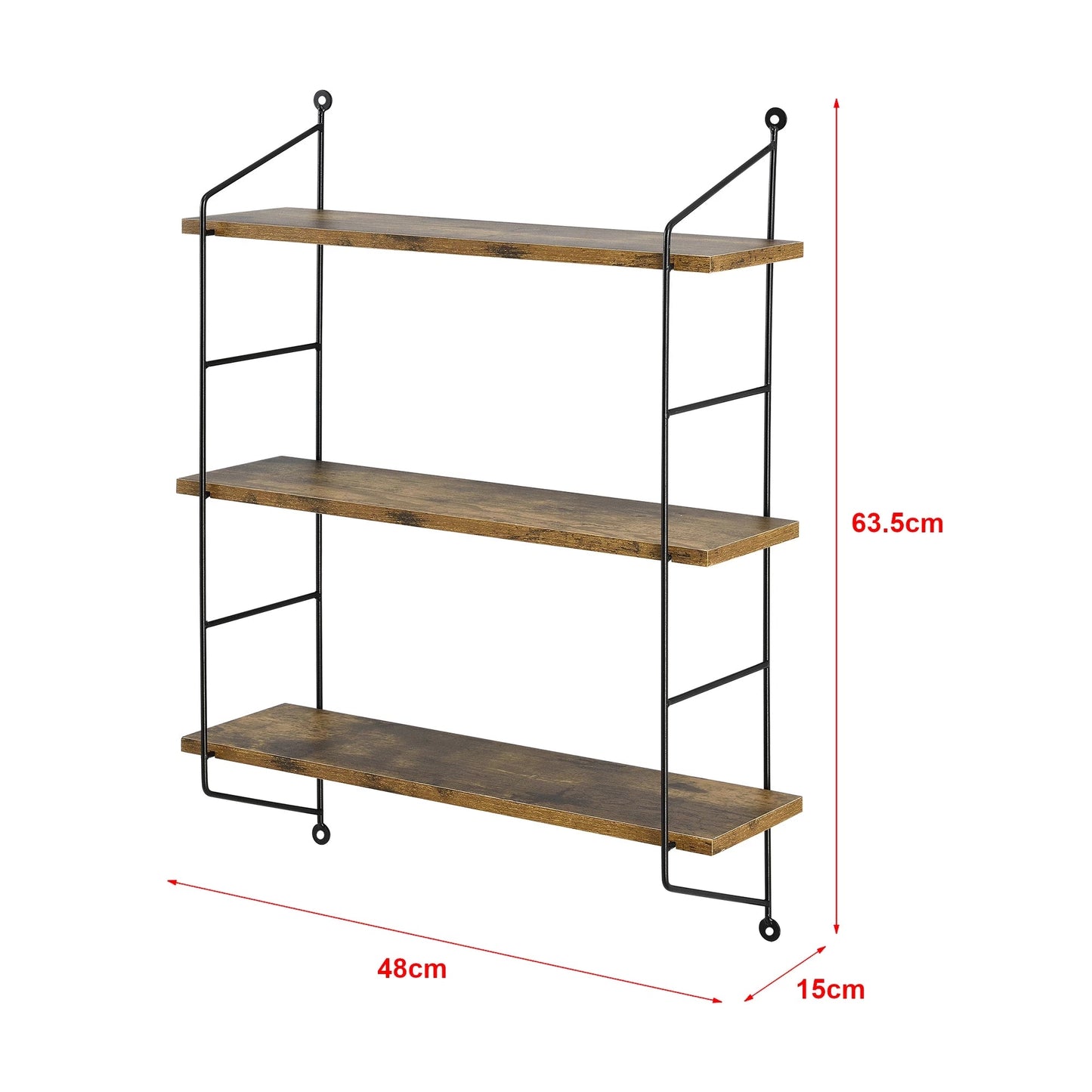 In And OutdoorMatch Wandrek Zilo - 3 planken - Wandkast - 60x23x63cm - Eikenkleurig - Spaanplaat - Modern Design Wandplank