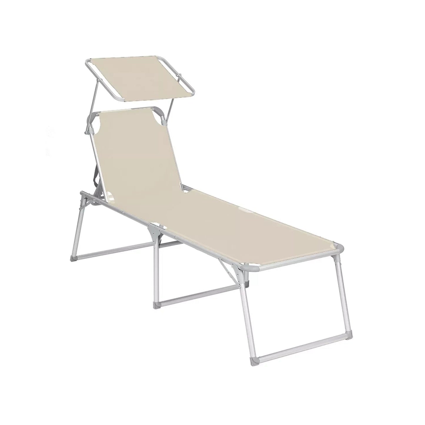 In And OutdoorMatch Zonnebank Olin - Met armleuning - Ligstoel - Tuinligstoel - Loungebank - Creme - 150kg - 183cm - Dikke matras uitzoeken Lounge stoel