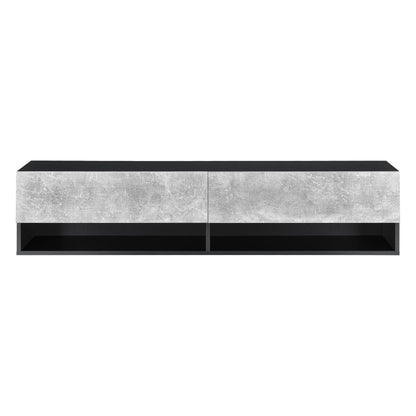 In And OutdoorMatch Zwevend Kast Selena - 140x31x30 cm - Zwart en Betonlook - Spaanplaat - Deluxe Design TV cabinet