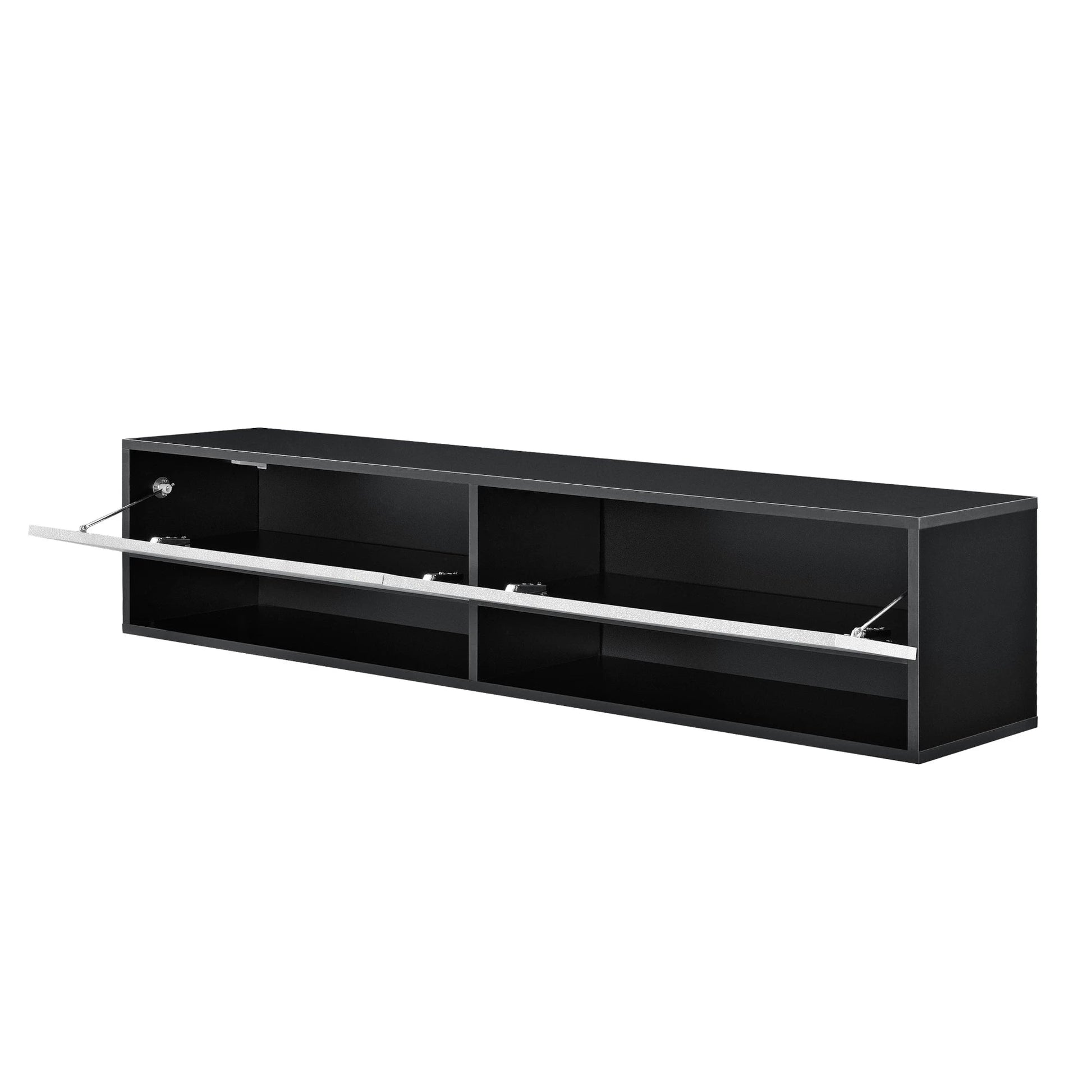 In And OutdoorMatch Zwevend Kast Selena - 140x31x30 cm - Zwart en Betonlook - Spaanplaat - Deluxe Design TV cabinet