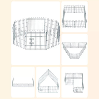 In And OutdoorMatch hondenren Joohnny - konijnenrenverblijf - opvouwbaar - voor honden - puppy - cavia - zilver Dierenkooi