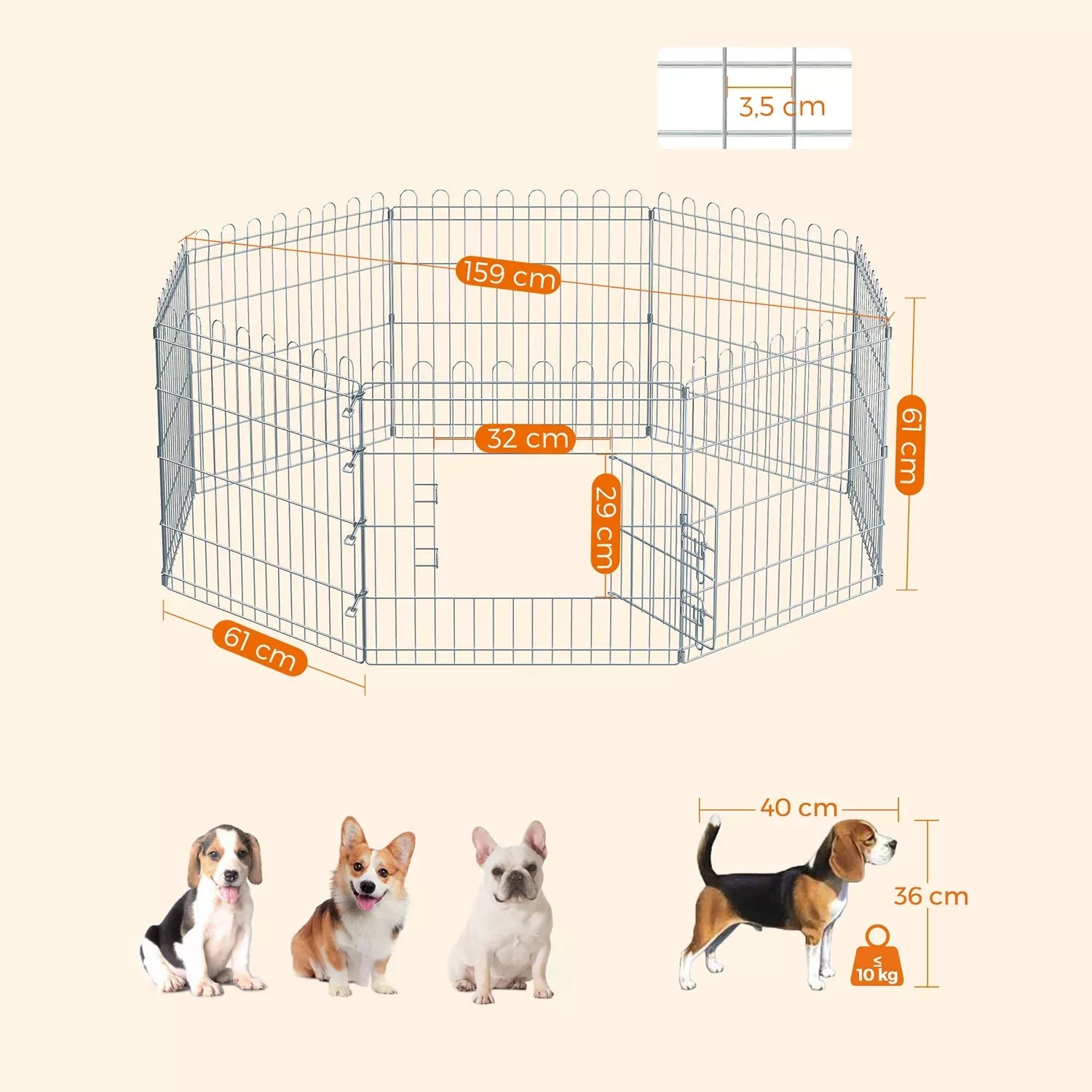 In And OutdoorMatch hondenren Joohnny - konijnenrenverblijf - opvouwbaar - voor honden - puppy - cavia - zilver Dierenkooi