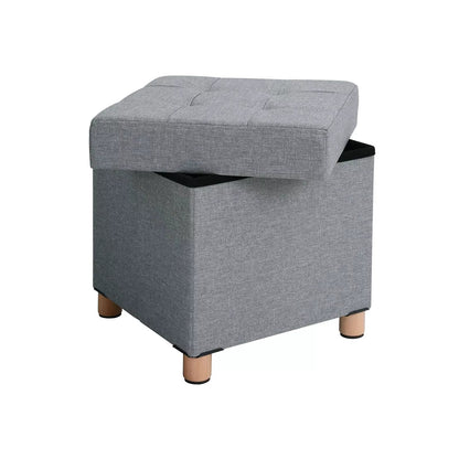 In And OutdoorMatch poef Emerique - Hocker - Grijs - Stof - met binnenopbergruimte - 38x38x38cm - modern design stool