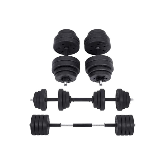 In And OutdoorMatch verstelbare kunststof halter Kaden - gewichten - dumbells Kaden - dumbells verstelbaar - met verbindende stalen buis - 2 x 15 kg - 35 x 14 cm Dumbell set