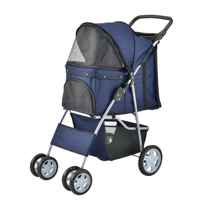 In En OutdoorMatch Hondenbuggy Zion - Met 4 wielen - 73x46x100 cm max. 15 kg - Blauw Pram