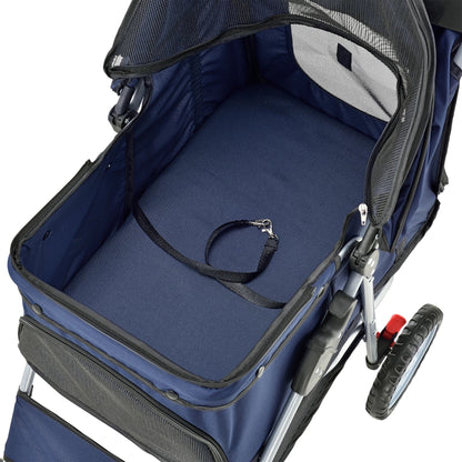 In En OutdoorMatch Hondenbuggy Zion - Met 4 wielen - 73x46x100 cm max. 15 kg - Blauw Pram