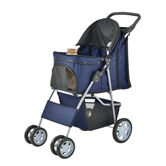 In En OutdoorMatch Hondenbuggy Zion - Met 4 wielen - 73x46x100 cm max. 15 kg - Blauw Pram